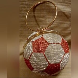 Elegant Red and Silver Crystal Clutch